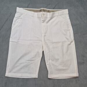 Surf Style Chino Cotton Blend Preppy Beachy Coastal White Mens Shorts 36